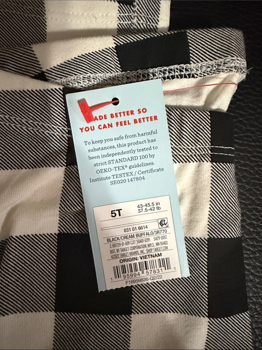 Cat & Jack Black and White Buffalo Plaid Leggings